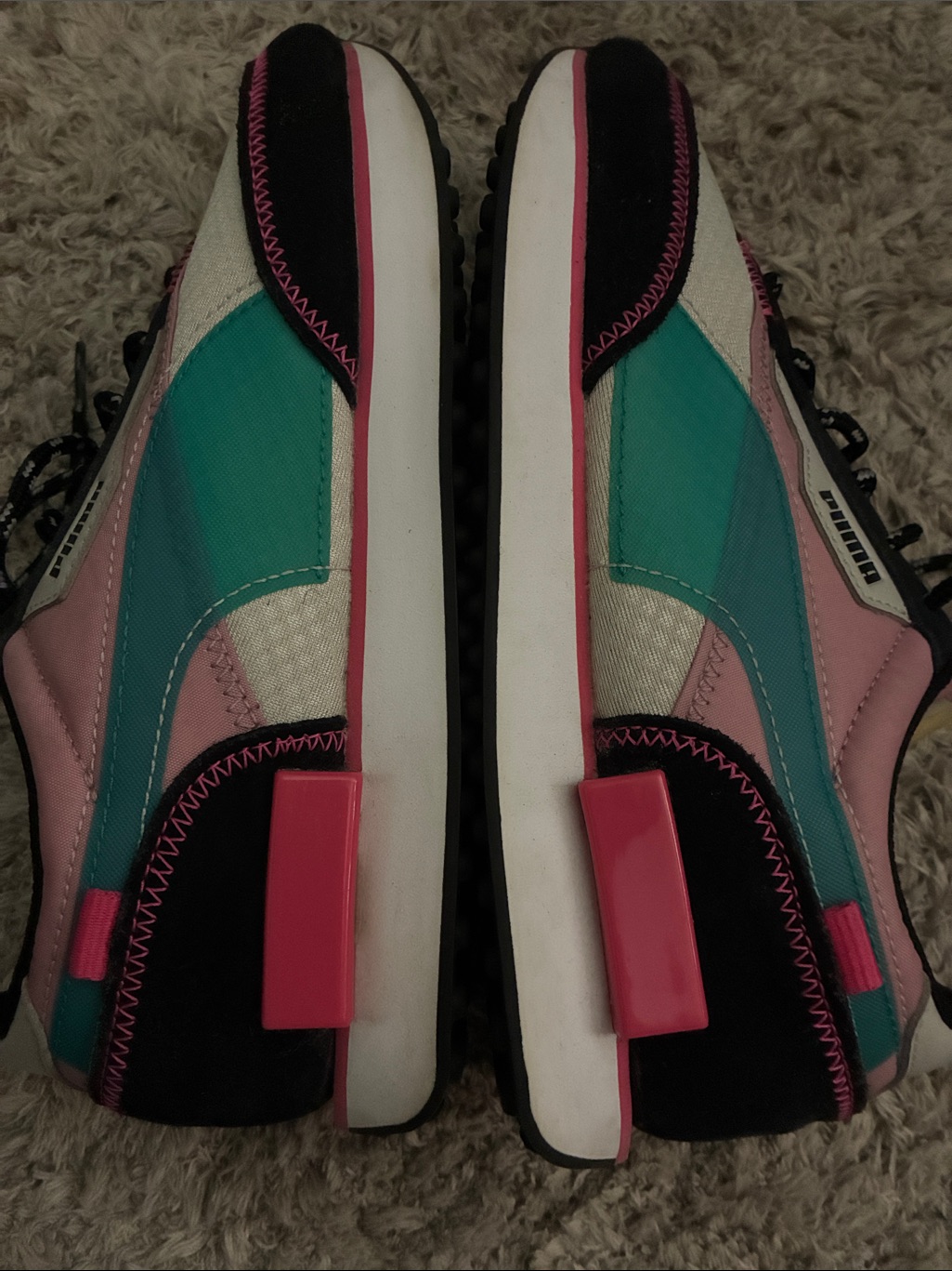 Puma Women's Pink & Teal Retro-Style Sneakers. Size 6.5 Great Clean Looking Shoe
